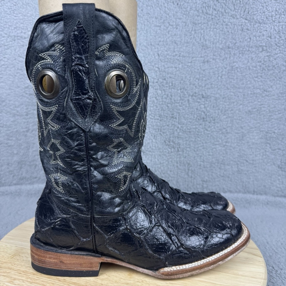 Gran Lider Boots Mens 7 US 26 Mexico Black SquareToe Crocodile Pattern Cowboy